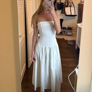 NWT WeWoreWhat Strapless Corset Midi Dress Ivory